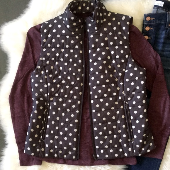 LOFT Polka Dot Puffer Vest, size Small ❤️ - Picture 2 of 11